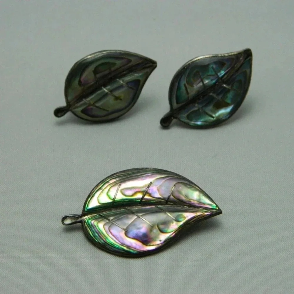 Alpaca Mark .925 Sterling Silver Abalone Leaf